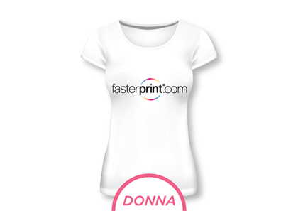 stampa T-Shirt personalizzate Donna T-Shirt Donna, Cotone 100% stampata diretta lato petto e schiena su area di stampa massima 29x20 cm., disponibile in varie taglie e colori in singolo pezzo. Anche con stampa del bianco.