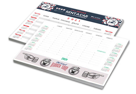 Stampa Calendario Planning 60 fogliCalendari planning da tavolo, disponibili in 2 template personalizzabili, stampati in qualità offset a 4 colori