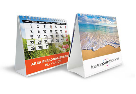 Stampa Calendario da tavolo 15,7x14 con spiraleCalendari da tavolo rilegati a spirale, stampati in qualità offset, a 4 colori su tutte le pagine, 5 template completamente personalizzabili.