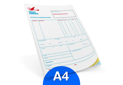 Stampa Fascicoli A4 in carta chimicaSi tratta del prodotto ideale per compilare fatture, documenti di trasporto o ricevute: fascicoli a 2 o 3 copie